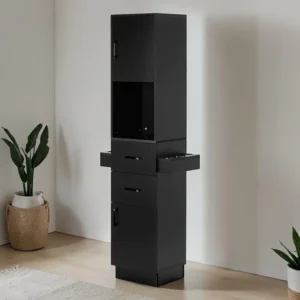 TOTEM Noir (2) station de coiffage professionnelle – colonne de rangement salon – meuble coiffure noir mat – station de coiffage compacte – meuble salon de coiffure moderne – colonne de rangement coiffure – meuble coiffeur avec tiroirs – station de coiffage verticale – meuble coiffure avec niches – rangement salon de coiffure – meuble professionnel coiffure – station de coiffage design – meuble coiffeur noir – colonne de rangement outils coiffure – station de coiffage ergonomique – meuble coiffure haut de gamme – station de coiffage avec supports – meuble salon noir mat – colonne de rangement esthétique – station de coiffage premium